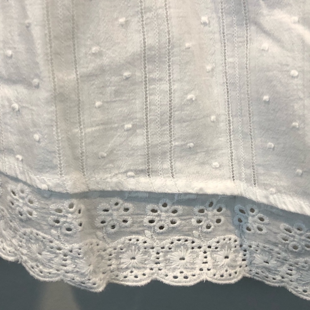 Skies Are Blue Boho Southwestern Embroidered Swiss Dot Off Shoulder Eyelet Top - Picture 3 of 7